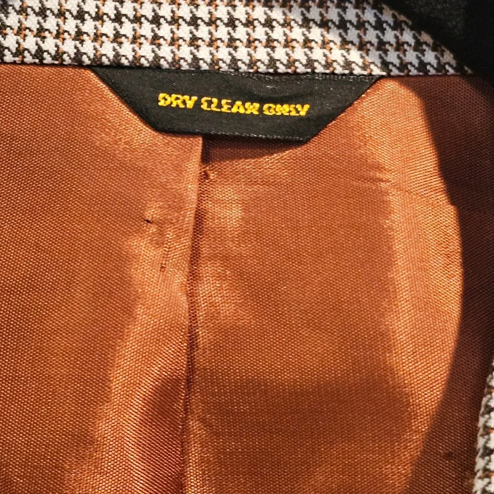 H Bar C California Ranchwear Vintage Western‎ Houndstooth Blazer Tan Brown 44